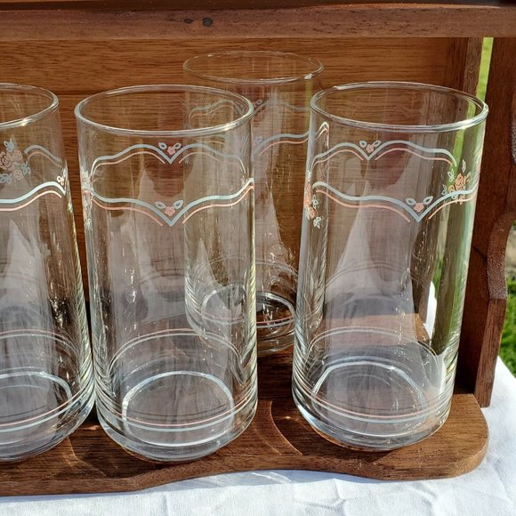 Corelle Dining Corelle English Breakfast Rose Glass Tumblers 6